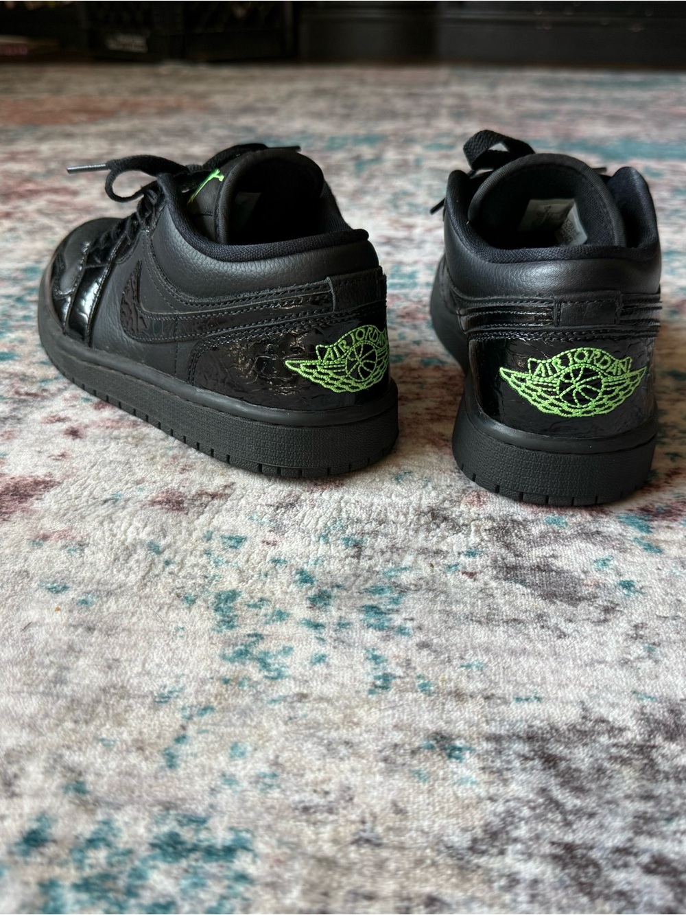 Jordan Low Top Sneakers - Black with Neon Green Logo